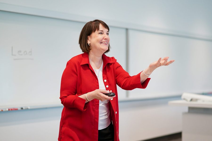 Ellen Taaffe lecturing.