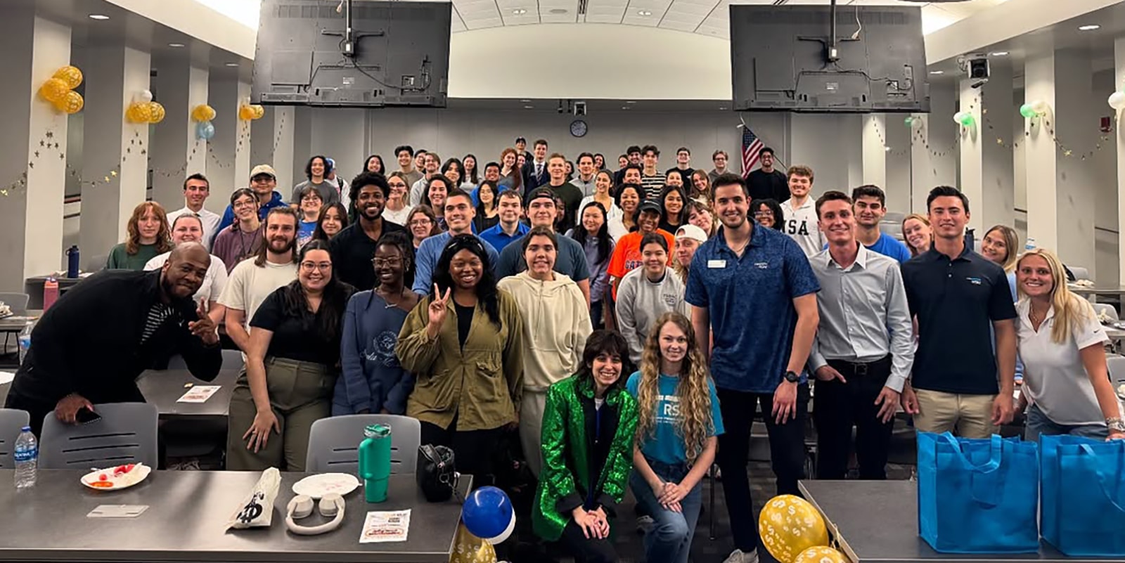 UF Warrington accounting students who participate in honor society Beta Alpha Psi pose for a group photo during an event