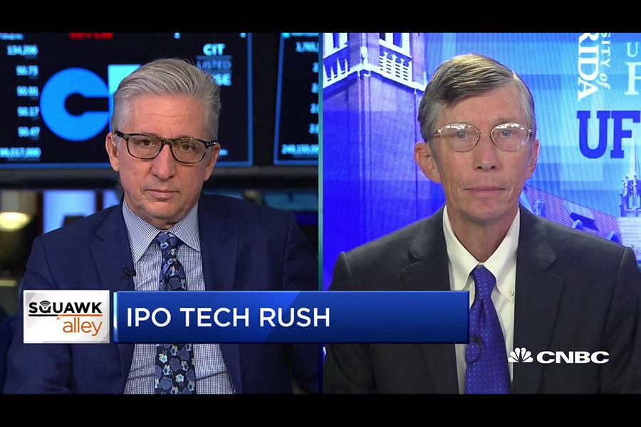 Two University of Florida Warrington College of Business professors present their research about IPO tech stocks on CNBC