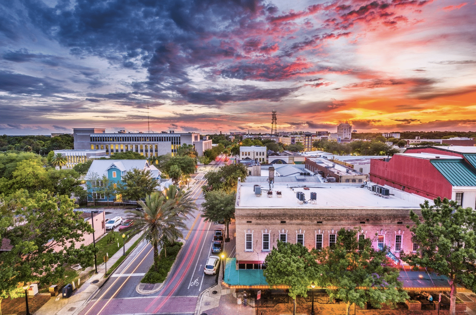 Aerial view of Gainesville, FL. 