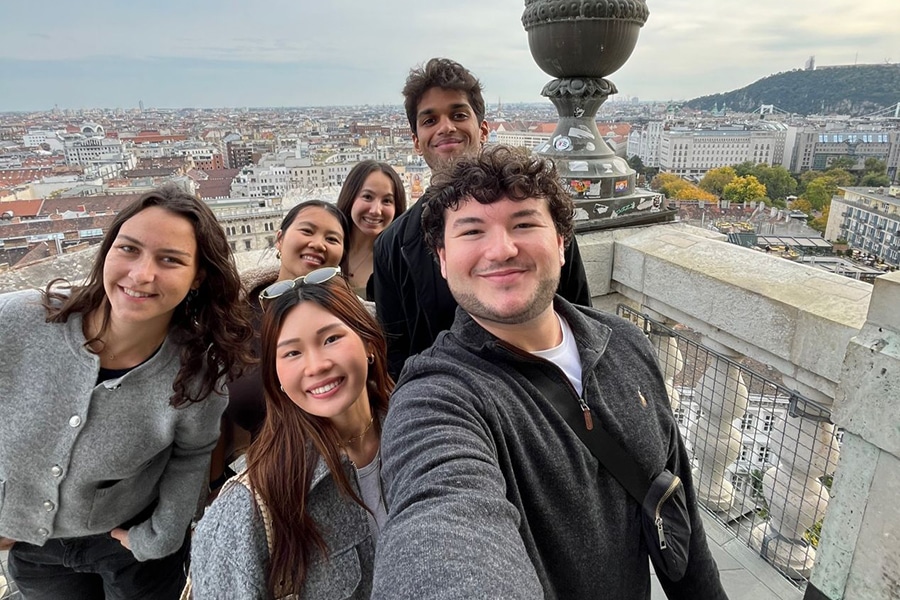 A group of students on a global trip. 