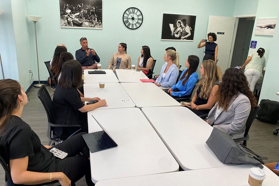 A group in a classroom. 