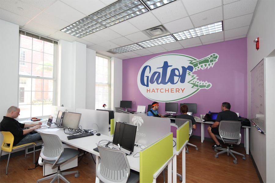 Wide photo of the Gator Hatchery in Bryan Hall. 
