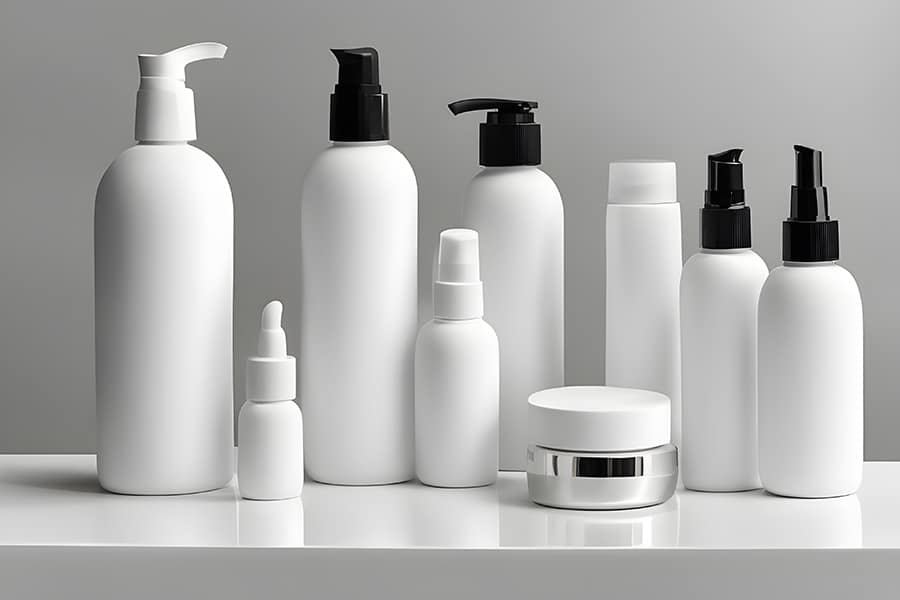 Product photograph of white beauty cosmetic products