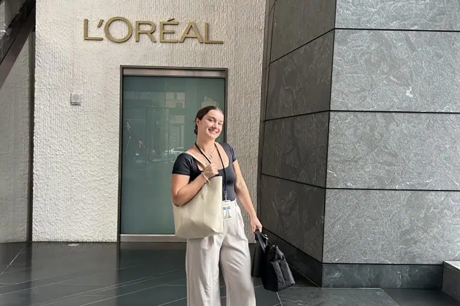 Amanda Veltri at her Loreal Internship site. 