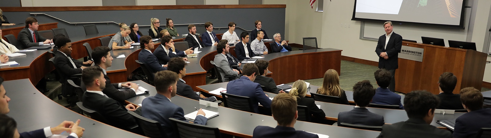 David Levy speaking to real estate students as part of the Ring Speaker Series. 