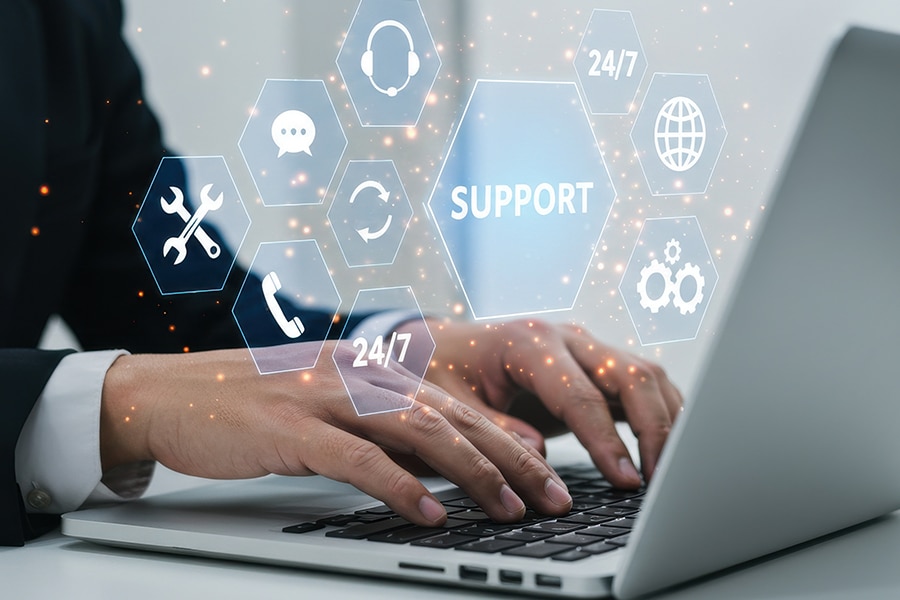 using a computer to submit an online help ticket