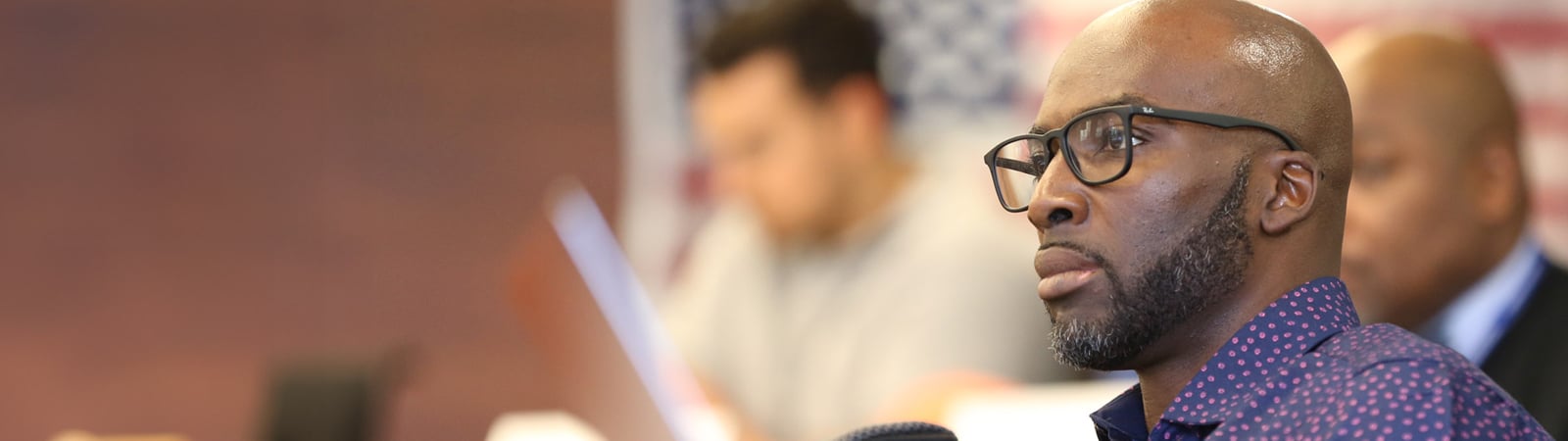 Military MBA student in class