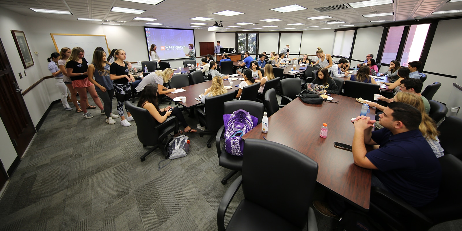 Students attending a retail event. 