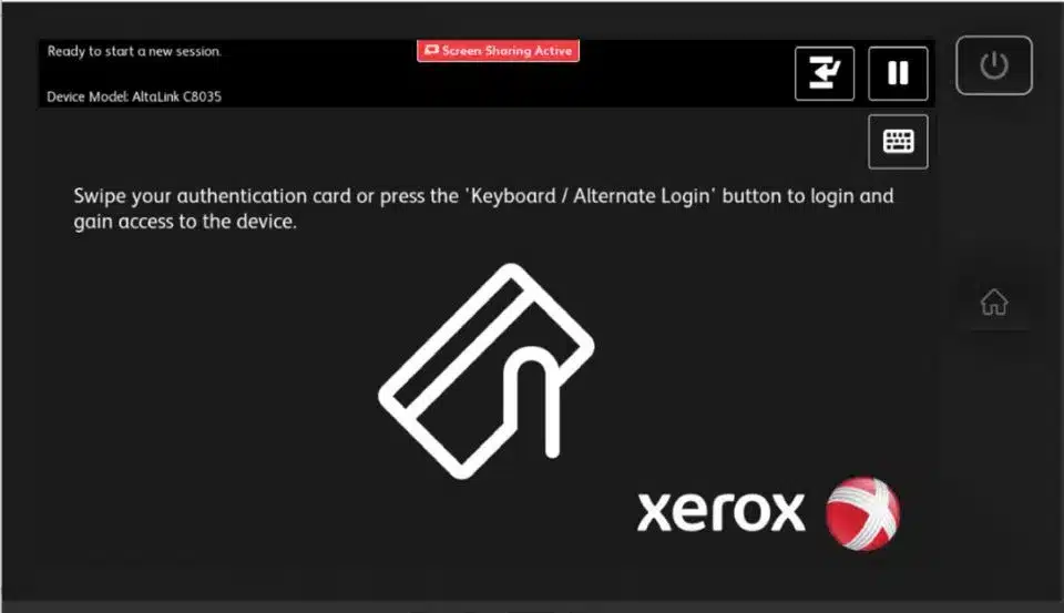 screen cap of the printer interface