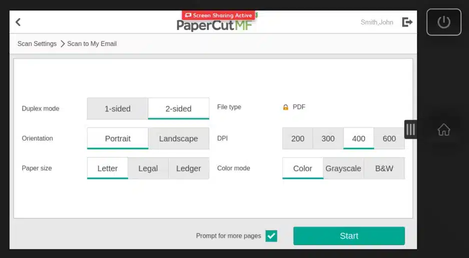 screen cap of the scanning machine