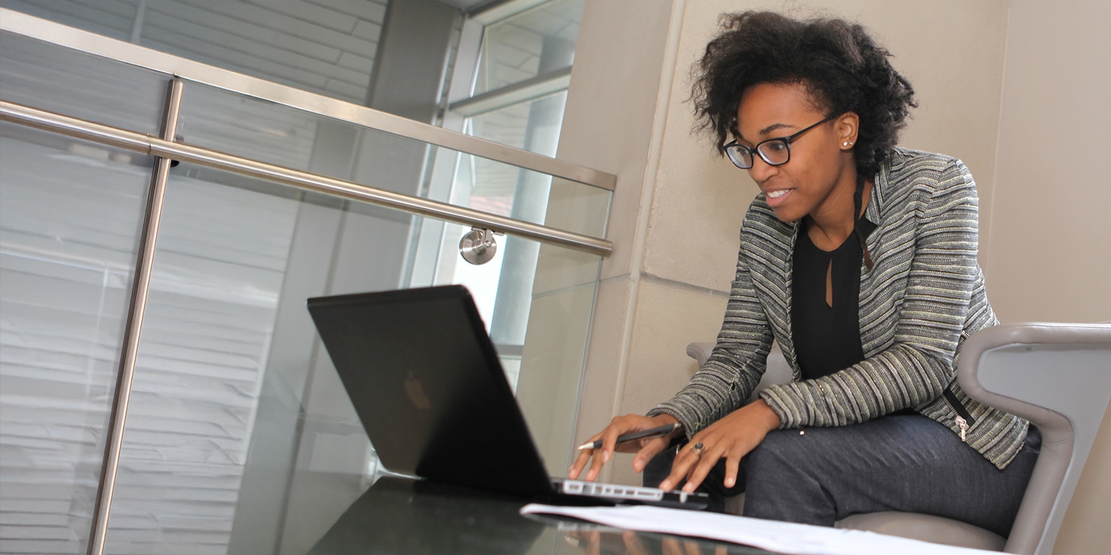Student working on a laptop