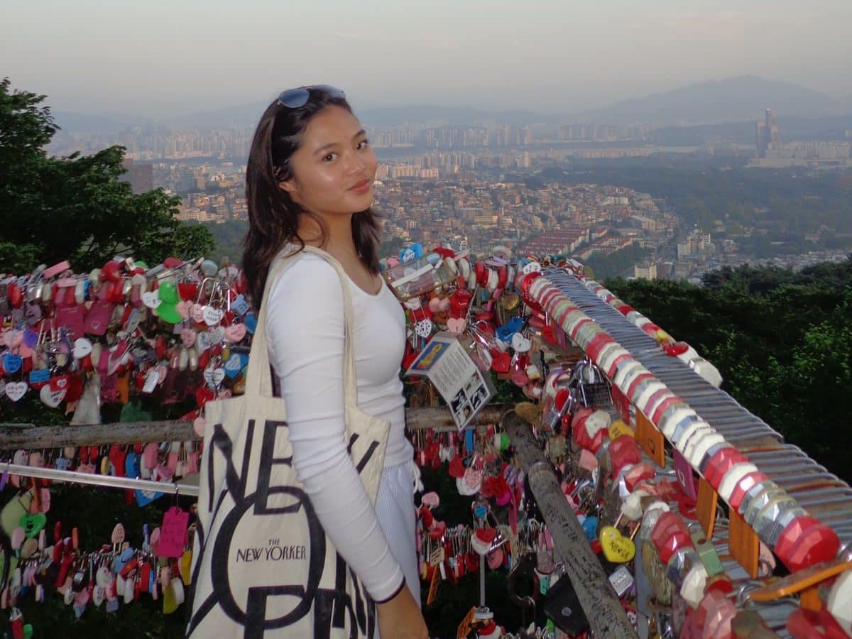 kai bie on bridge with locks in south korea