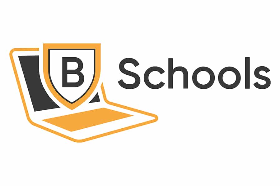 BSchools text on top of an open laptop