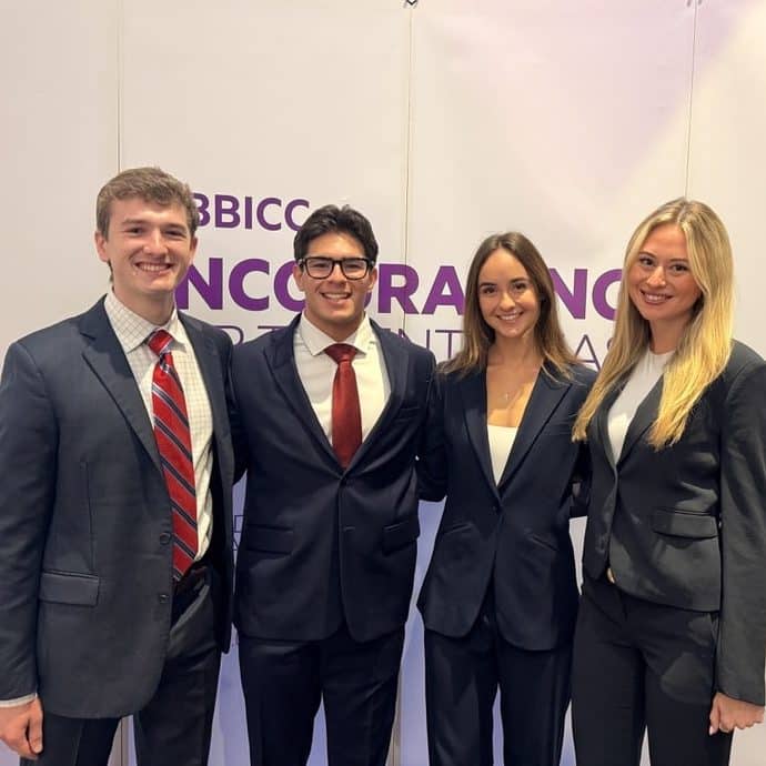 Members of the UF HICC team, Andrew Delimitros, Victoria Michalski, Haley Randolph and Sebastian Perez standing and smiling