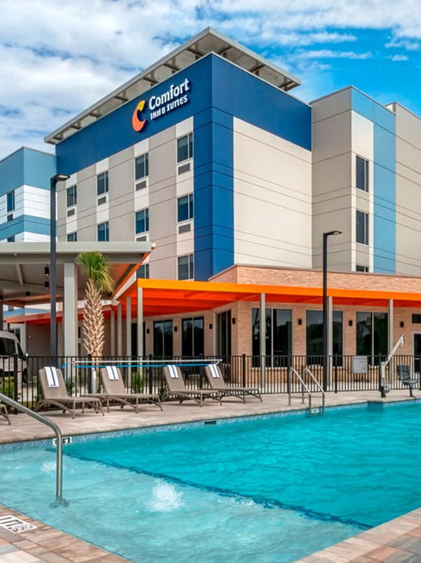 A Comfort Inn and Suites hotel with a pool