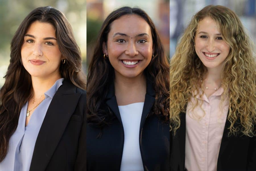 Elle Simmonds, Inez O’Neill and Carolyn Padfield smiling in their headshots