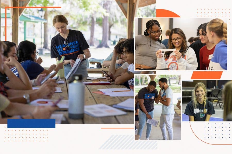 Students work together in the Heavener Second-Year Experience program.