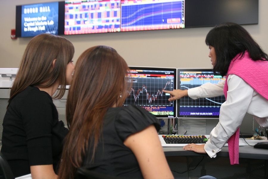 Students in the capital markets lab